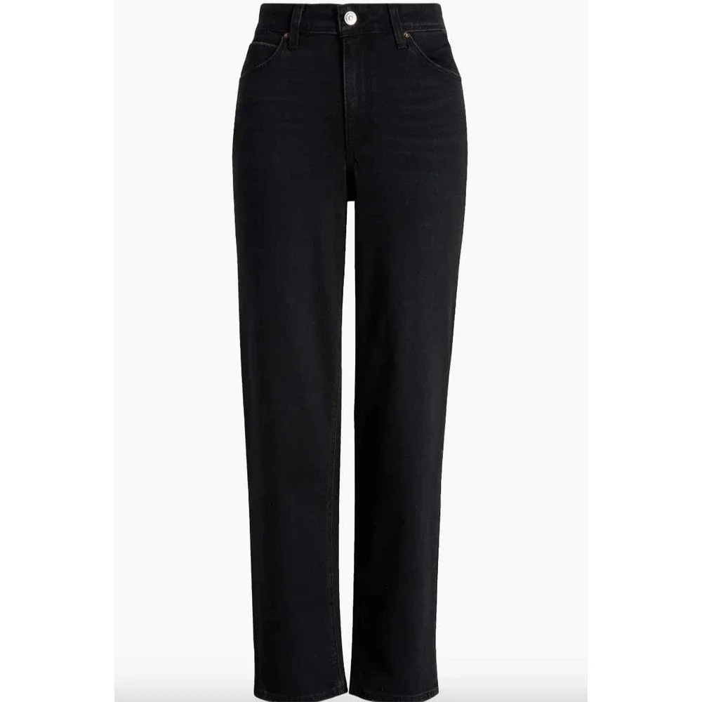 NWT Paige Denim Jeans Size 32 Sarah Straight Ankle High Rise Jeans‎ Vacant Black